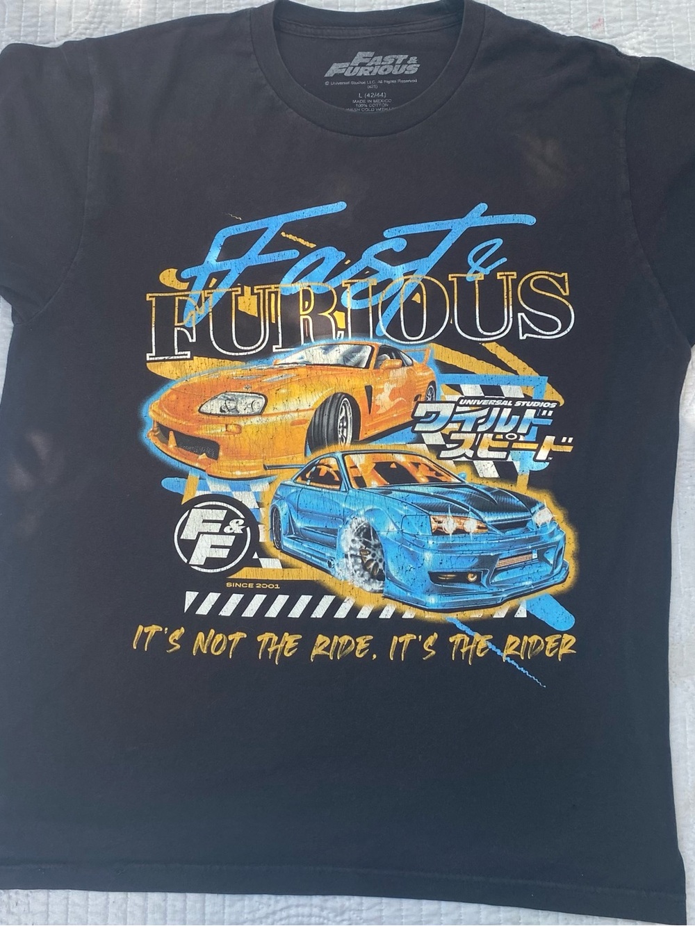 & Other Stories Black Tee with Blue and Yellow Car Graphic